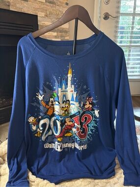 Disney Parks Navy Blue Tee with Gold Castle Logo
